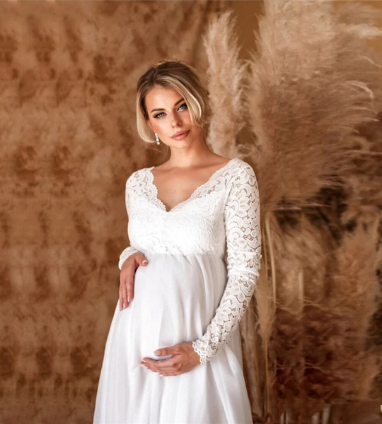 Damen Weißes Maxikleid Umstandskleid