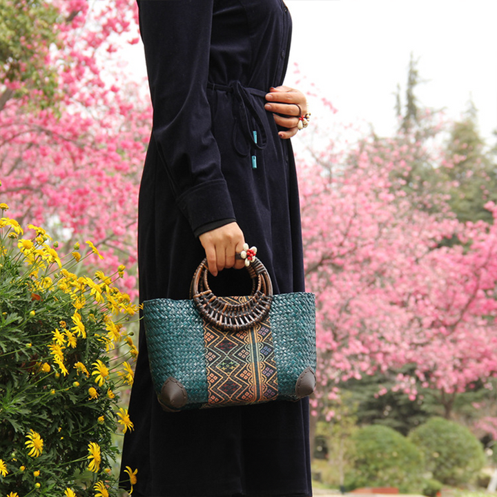 Nord Taschen | Geflochtene Strohtasche mit Handgriff, Boho Clutch