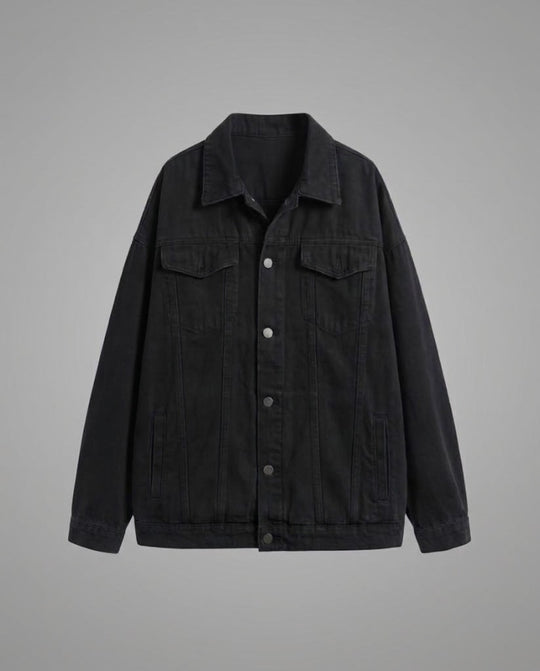 Unisex Oversize Jeansjacke mit Fleece-Fütterung und Hemdkragen Nord Taschen