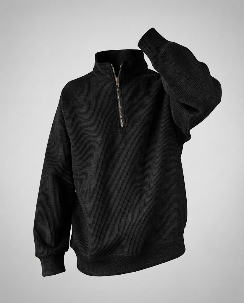 Herren Urbaner Stehkragenpullover mit Reißverschluss Nord Taschen