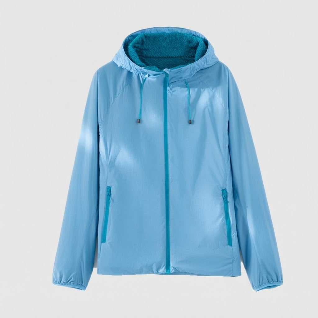 Damen leichte Kapuzenjacke mit Teddyfutter, windabweisender Shell und Reißverschlusstaschen Nord Taschen