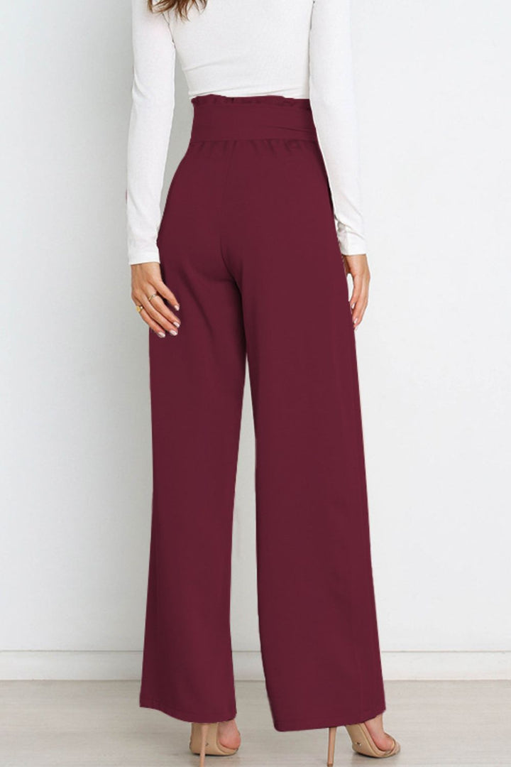 Hohe Taille Paperbag Hose mit Schleifendetail