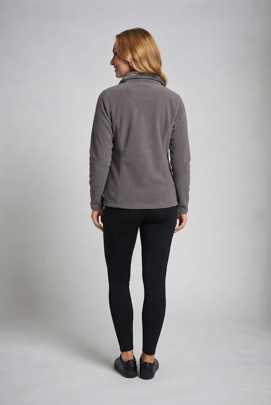 Damen Flauschige Fleecejacke mit Teddyfutter, Stehkragen und Reißverschluss Nord Taschen