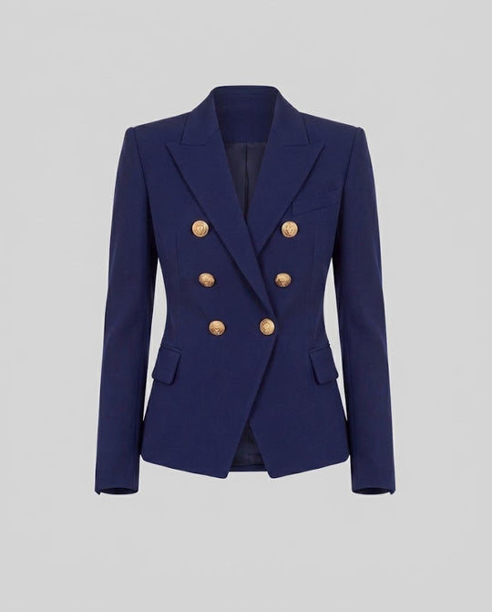 Damen Zweireihiger taillierter Blazer im präzisen Tailoring mit dekorativen Metallknöpfen Nord Taschen