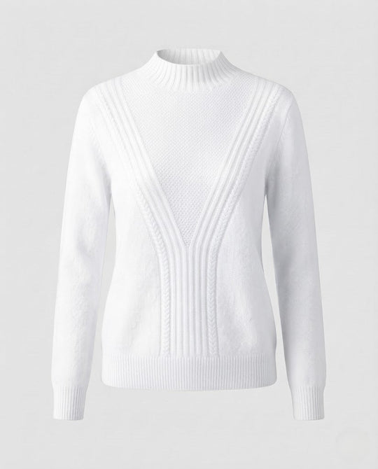 Damen Feiner Strukturpullover mit V‑Passe, Mockneck und Angora‑Look Nord Taschen