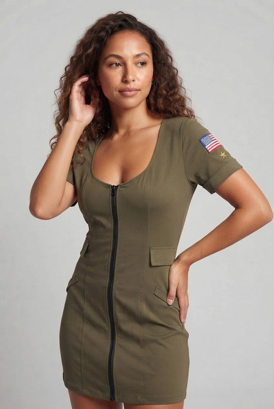 Frauen Camouflage Kleid mit Reißverschluss Nord Taschen