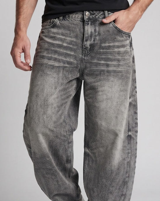 Herren Oversize-Denimhose im Palazzo-Cut mit stonewashed Effekt und extra weitem Bein Nord Taschen