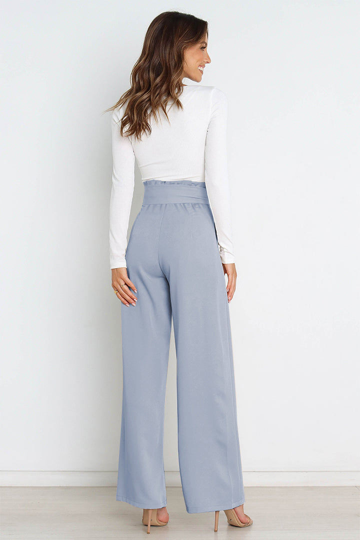 Hohe Taille Paperbag Hose mit Schleifendetail