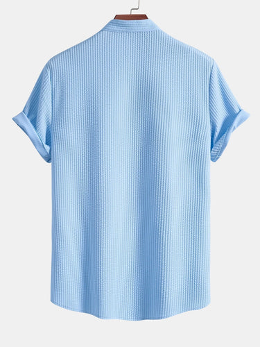Gerippte Stehkragenbluse