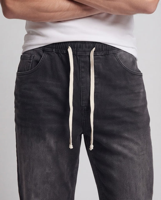 Herren Modische Weitgeschnittene Denim-Hose mit elastischem Bund Nord Taschen