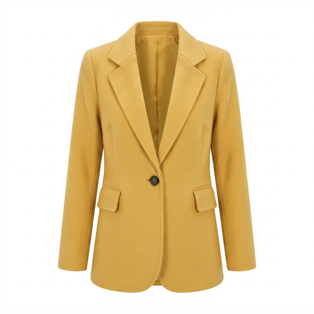 Damen Longblazer aus Wollmix mit einreihiger Knopfleiste, Pattentaschen und weichem Fall Nord Taschen