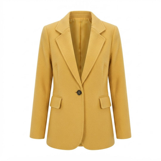 Damen Longblazer aus Wollmix mit einreihiger Knopfleiste, Pattentaschen und weichem Fall Nord Taschen