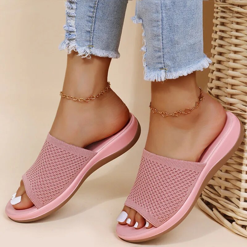Atmungsaktive Mesh-Slip-On-Sandalen für Damen
