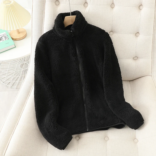 Fleecejacke Weiches Korallenfleece Lockere Passform Wendbar Hochgeschlossen
