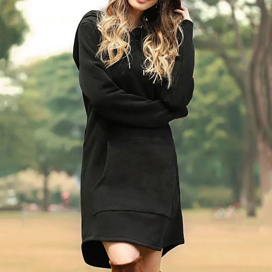 Gemütliches Langes Sweatshirt-Kleid mit Kapuze - Vittorelli