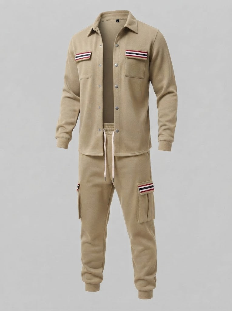 Herren-Cargo-Jogginganzug mit Overshirt, Kordelzug und kontrastierenden Klappentaschen Nord Taschen