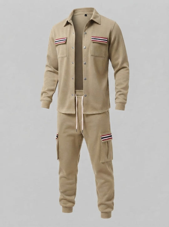Herren-Cargo-Jogginganzug mit Overshirt, Kordelzug und kontrastierenden Klappentaschen Nord Taschen