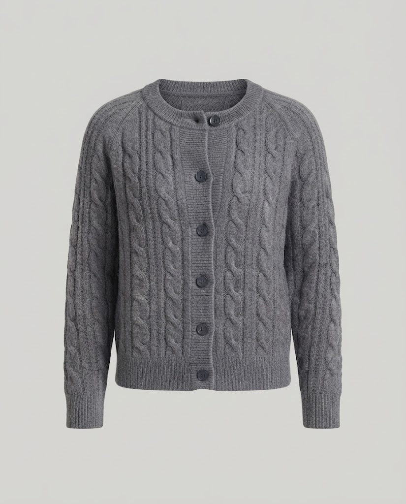 Damen Boxy-Zopfstrick-Cardigan mit Raglanärmeln und angoraähnlicher Haptik Nord Taschen