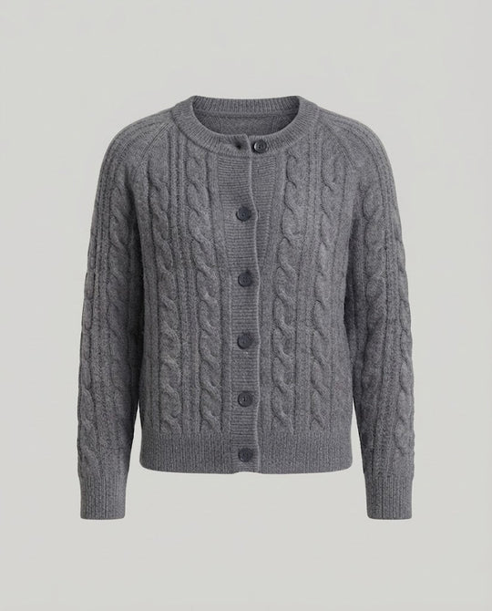 Damen Boxy-Zopfstrick-Cardigan mit Raglanärmeln und angoraähnlicher Haptik Nord Taschen