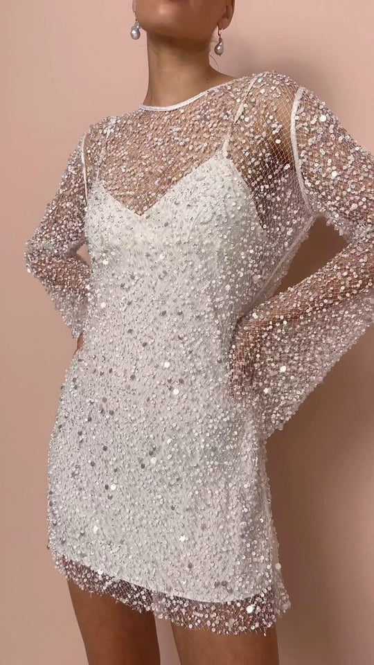 Durchsichtiges Kleid aus Mesh mit Glitzer - Vittorelli