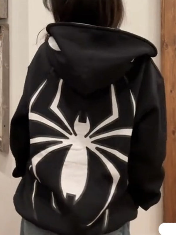 Hoodie mit Reißverschluss Und Spinnenprint Avellé