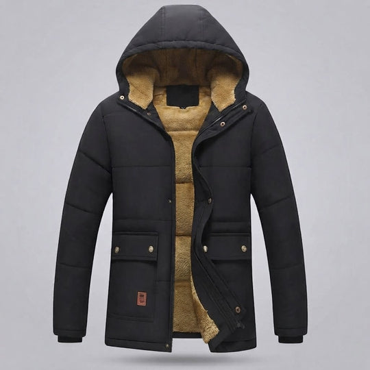 Herren Parka mit Kapuze und Fleece-Futter aus Teddy und thermischer Isolierung Nord Taschen