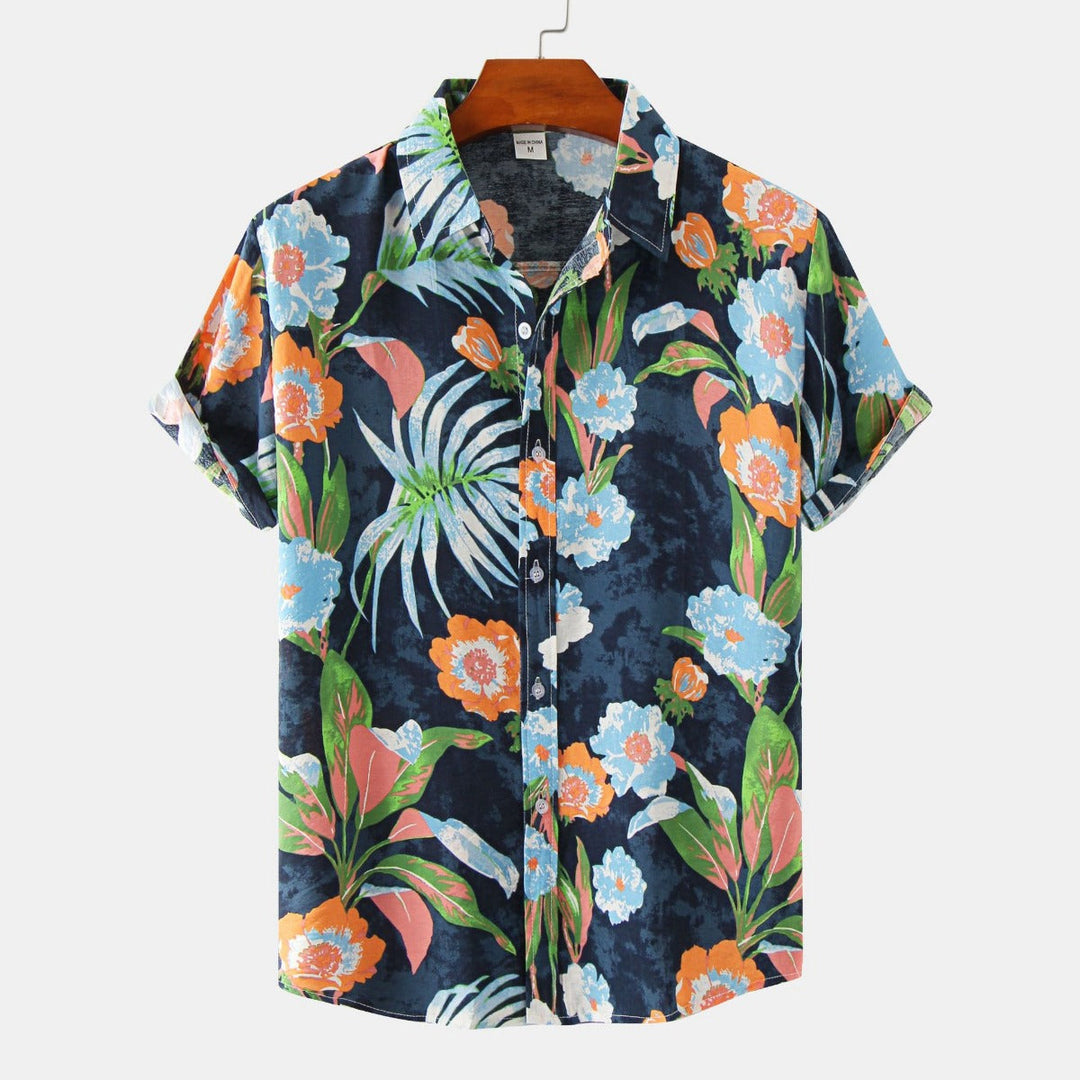 Floral kurzärmeliges Blumenhemd Männer