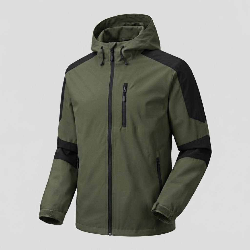 Leichte wasserabweisende Kapuzen-Softshelljacke für Herren mit Kontraststreifen und Brustreißverschluss Nord Taschen