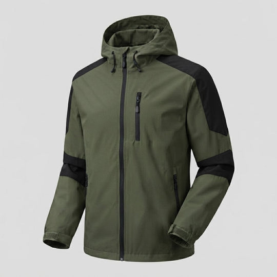 Leichte wasserabweisende Kapuzen-Softshelljacke für Herren mit Kontraststreifen und Brustreißverschluss Nord Taschen