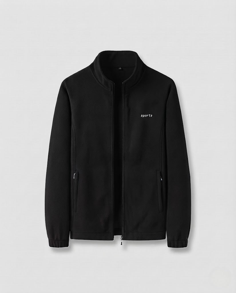 Herren Fleece-Stehkragenjacke mit durchgehendem Reißverschluss & Reißverschlusstaschen Nord Taschen