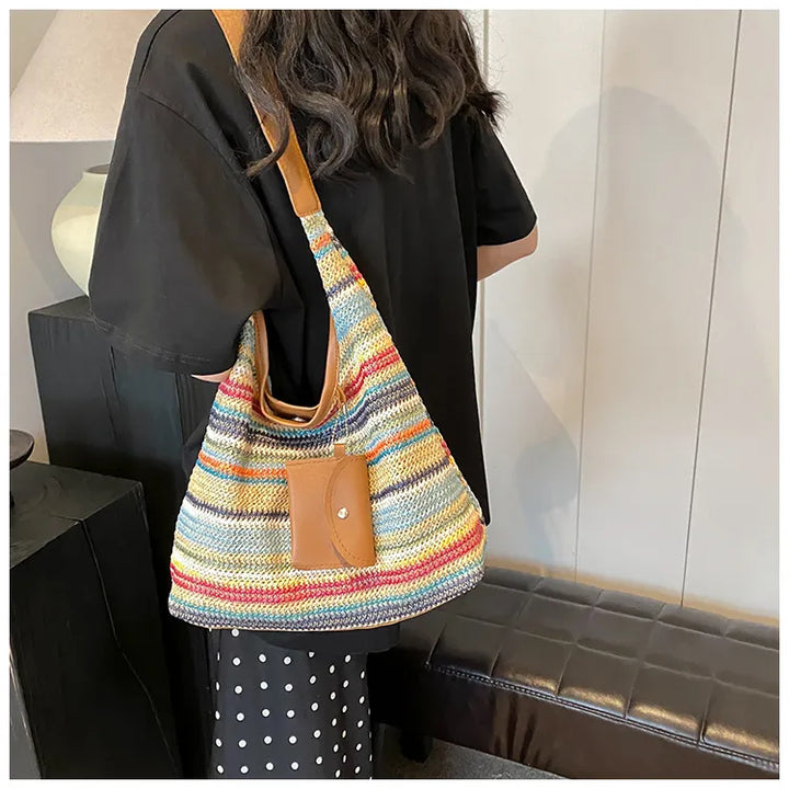 Nord Taschen | für Damen - Bunte Schultertasche aus Baumwolle mit praktischer Zusatztasche