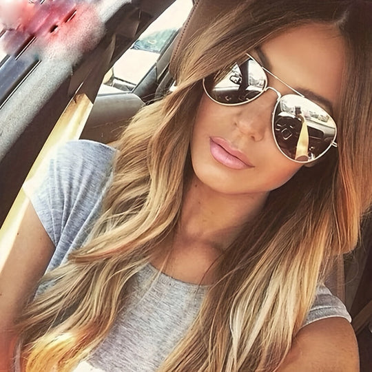 Klassische Aviator-Sonnenbrille mit Goldenem Rahmen für Damen - Arvani