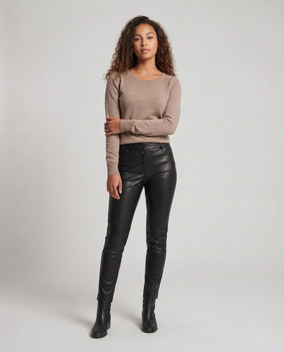 Damen Feiner Rundhalspullover aus Kaschmir‑Mix mit leichtem Stretch und feinem Rippbündchen Nord Taschen