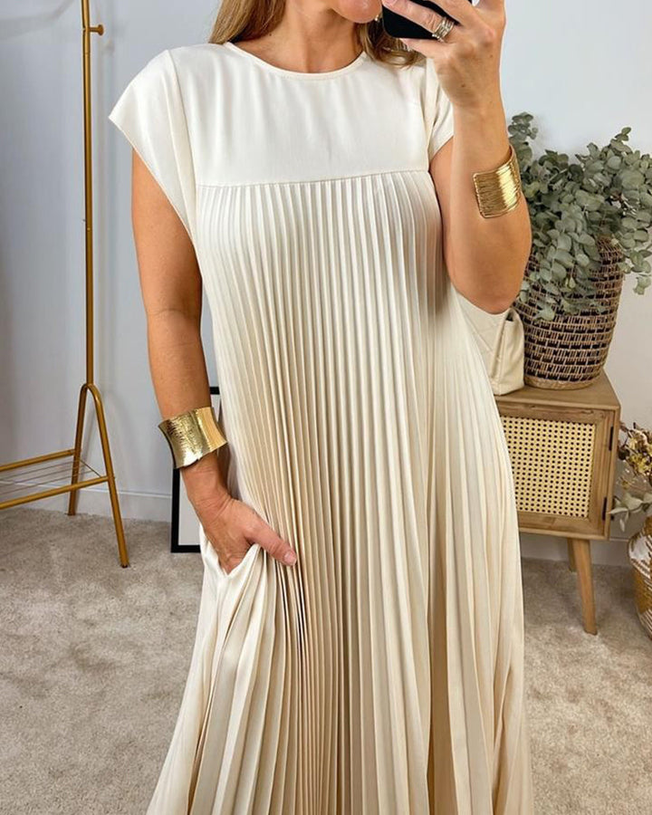 Elegantes Plissee-Kleid Einfarbig Ärmellos