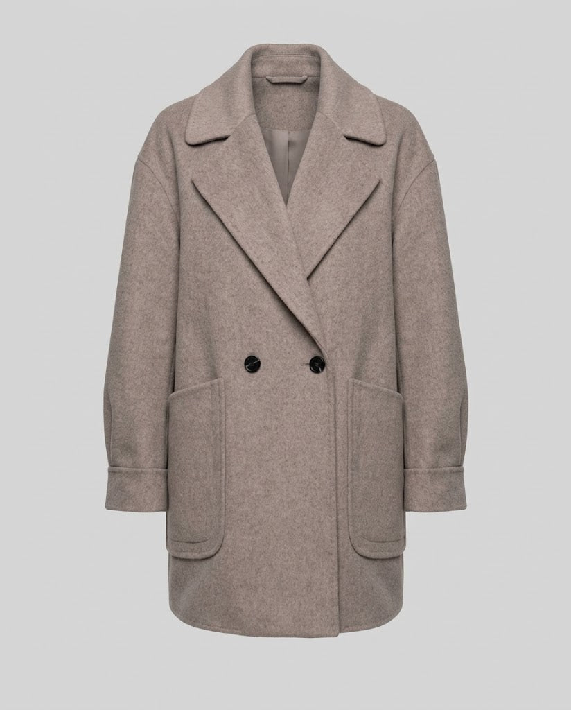Damen Oversize Wollmix-Mantel mit großem Revers und aufgesetzten Taschen Nord Taschen