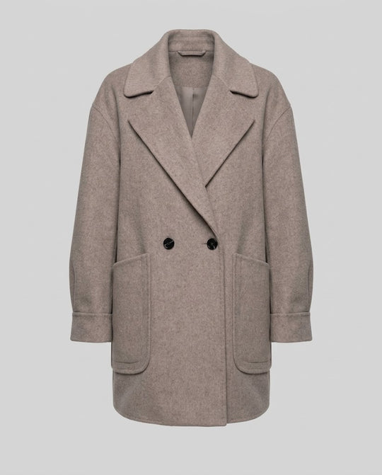 Damen Oversize Wollmix-Mantel mit großem Revers und aufgesetzten Taschen Nord Taschen