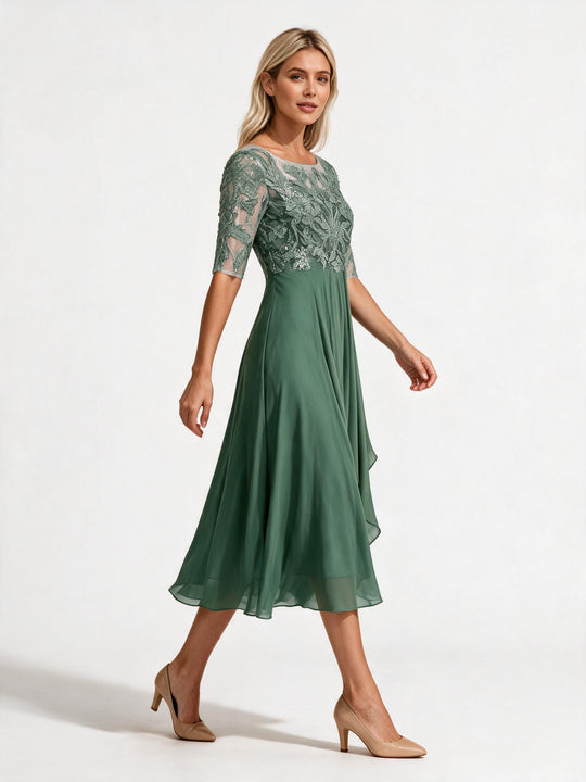 Elegantes Luftiges Midi Kleid Chiffon