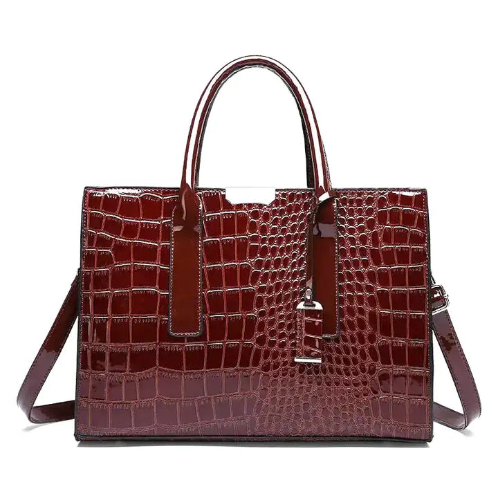 Nord Taschen | Large Capacity Crocodile Patent Leather Handbag