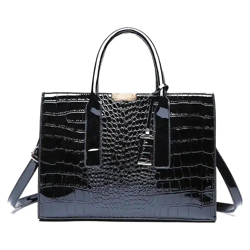 Nord Taschen | Large Capacity Crocodile Patent Leather Handbag
