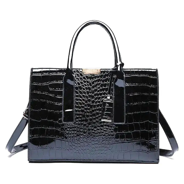 Nord Taschen | Large Capacity Crocodile Patent Leather Handbag