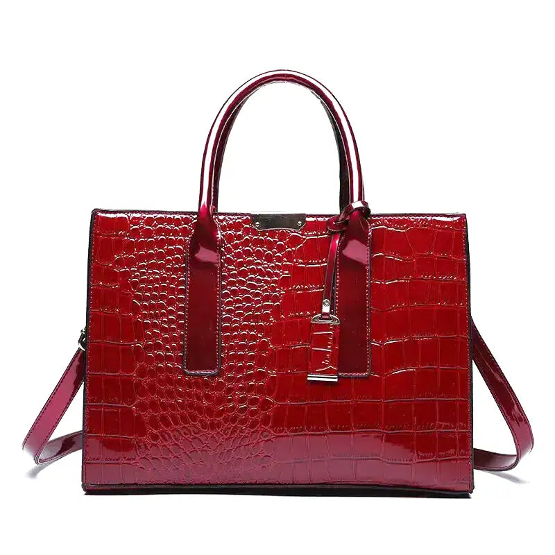 Nord Taschen | Large Capacity Crocodile Patent Leather Handbag