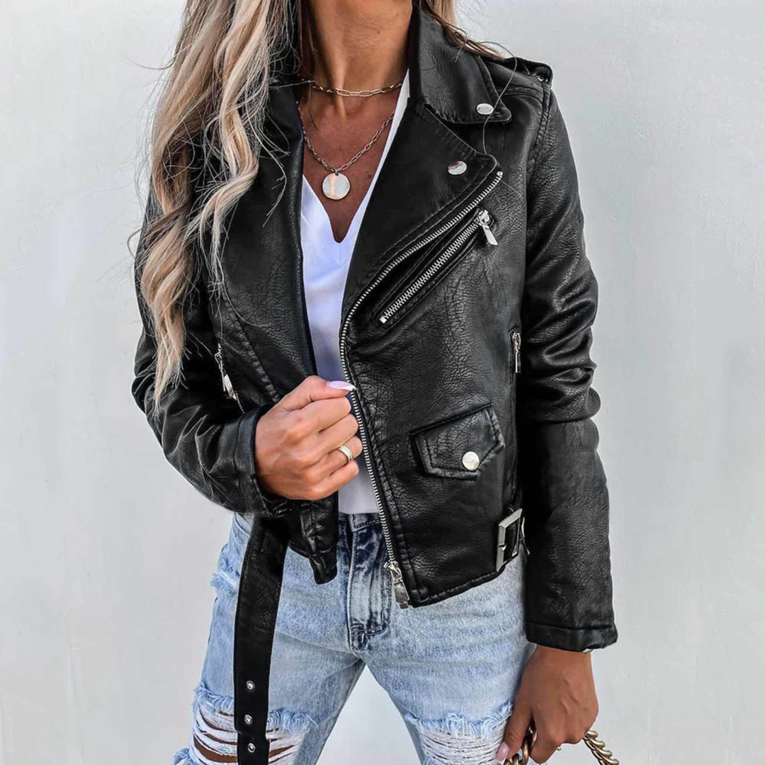 Stylische Gefütterte Lederjacke mit Reißverschluss - Vittorelli