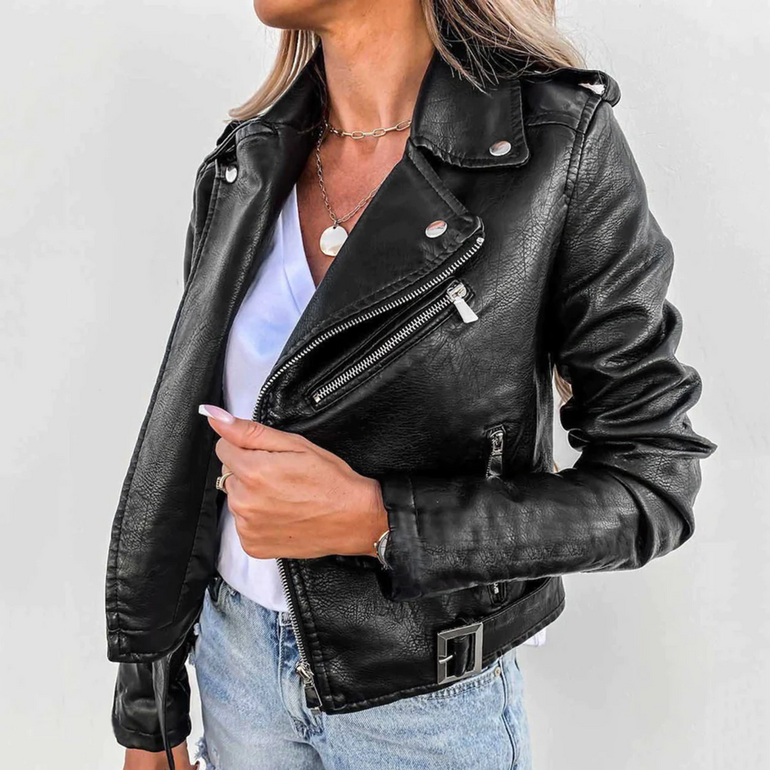 Stylische Gefütterte Lederjacke mit Reißverschluss - Vittorelli