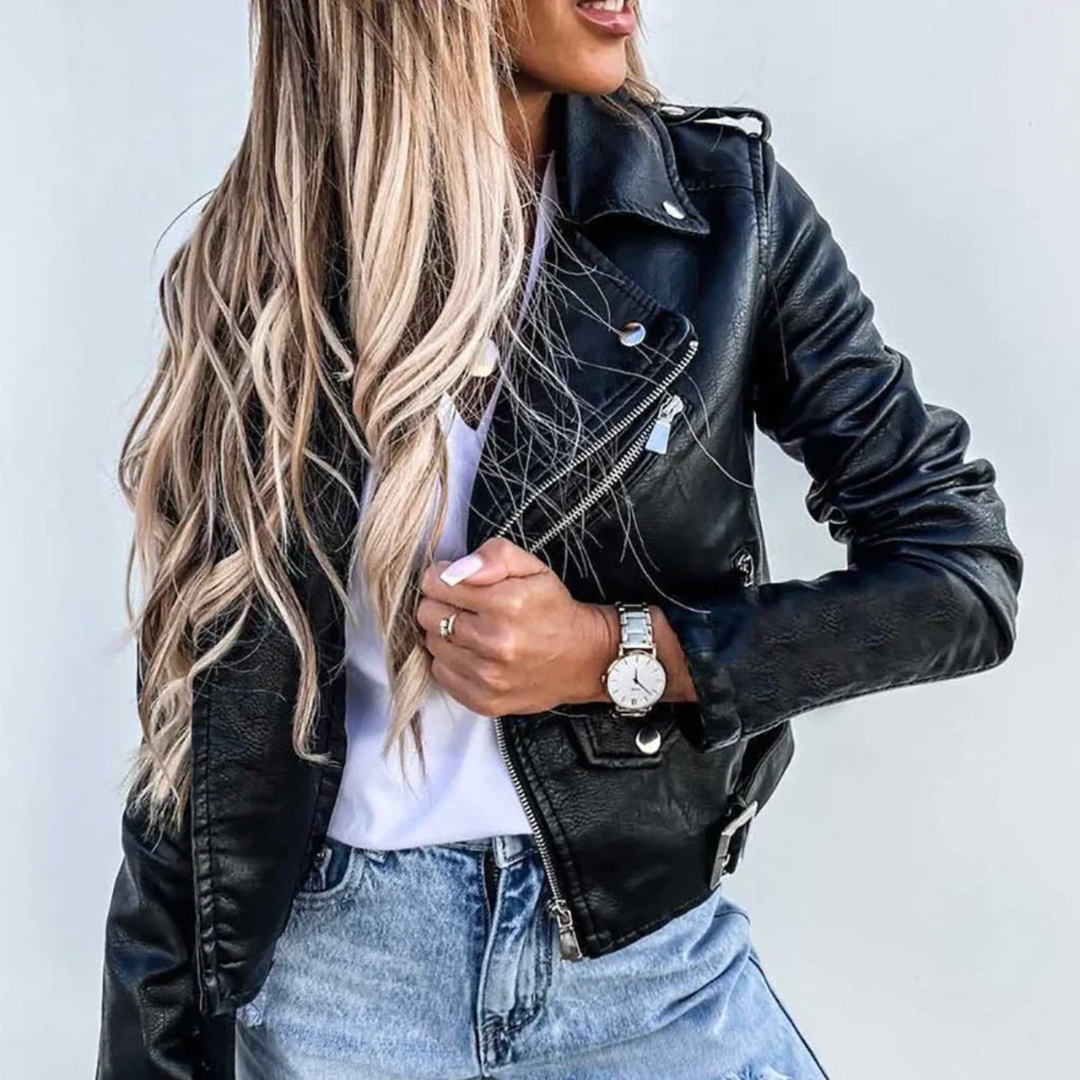 Stylische Gefütterte Lederjacke mit Reißverschluss - Vittorelli