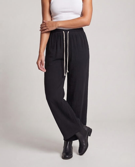 Damen Weite Leinenoptik-Loungehose mit Elastikbund und Kordelzug Nord Taschen