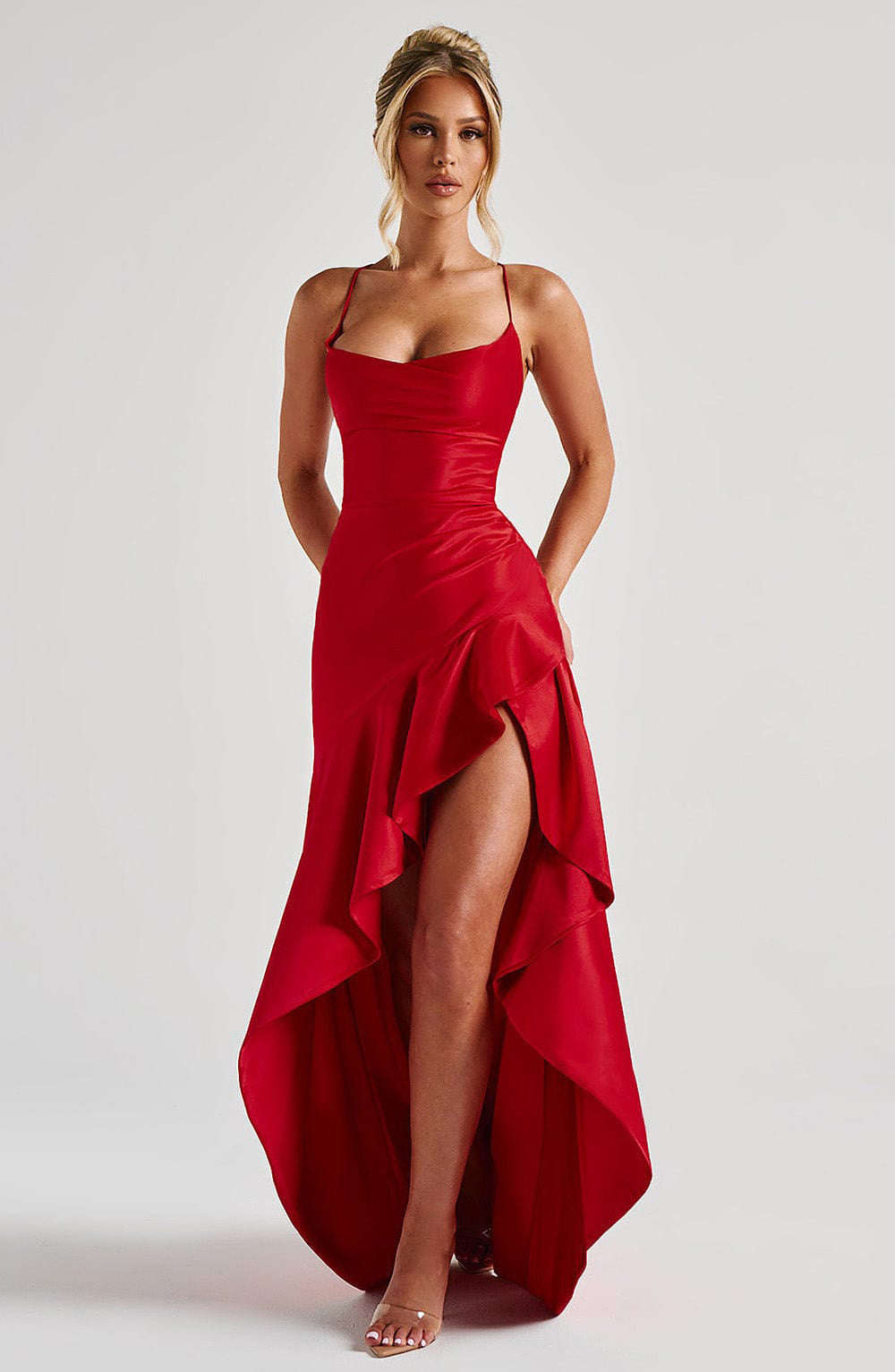 Rückenauschnitt Rüschen Unregelmäßiges Kleid