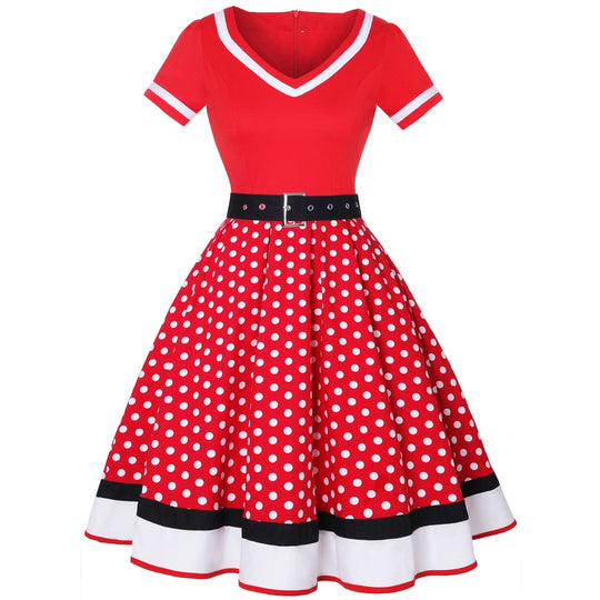 Vintage Hepburn Polka Dot Kleid