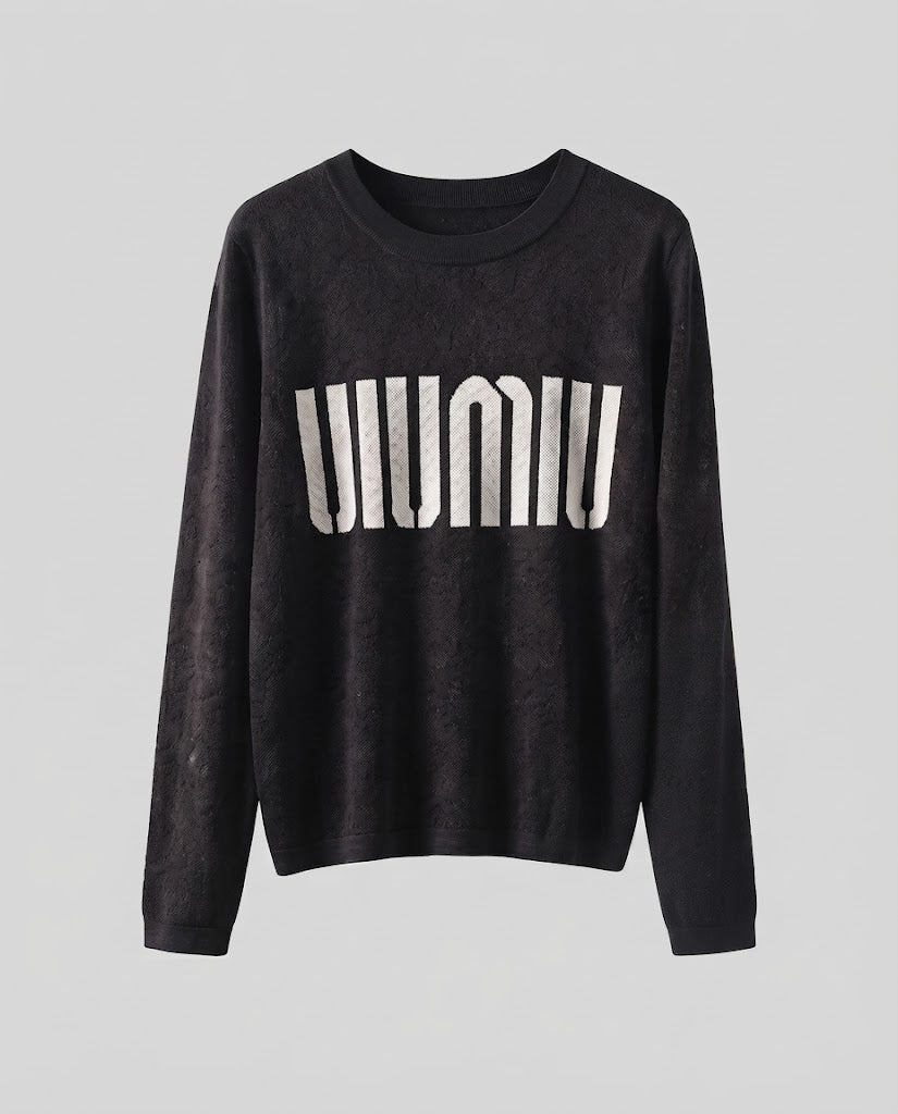 Damen Feinstrick-Pullover mit Rundhalsausschnitt, Jacquardstruktur und Logo-Front Nord Taschen