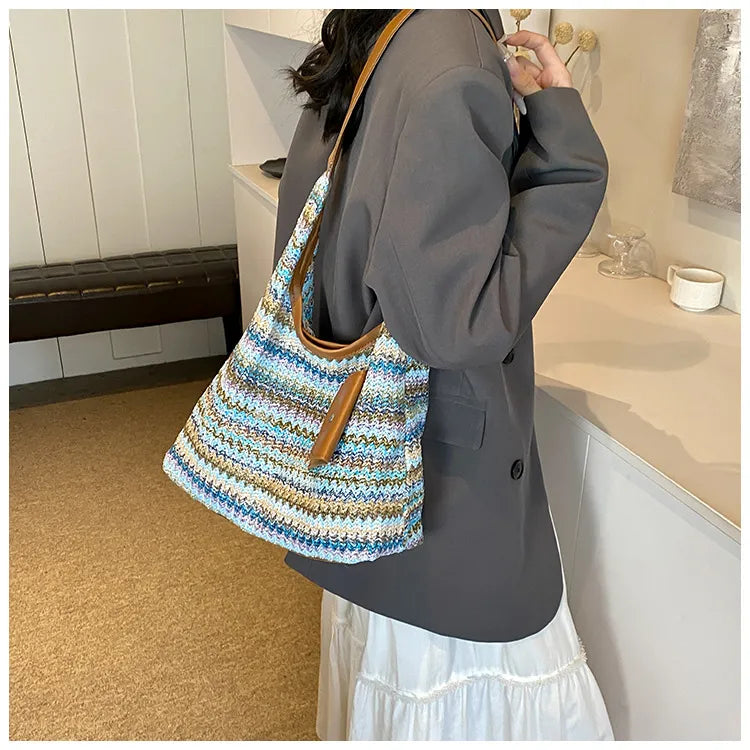 Nord Taschen | für Damen - Bunte Schultertasche aus Baumwolle mit praktischer Zusatztasche