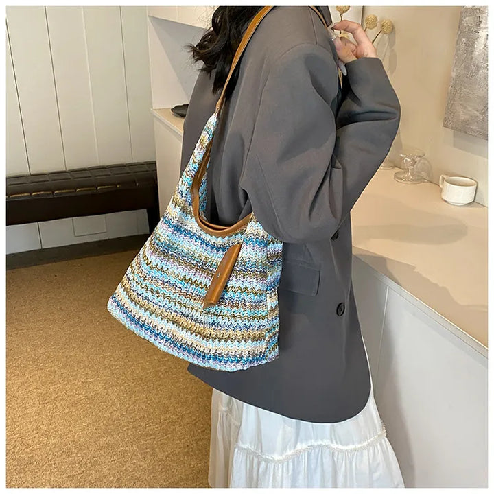Nord Taschen | für Damen - Bunte Schultertasche aus Baumwolle mit praktischer Zusatztasche